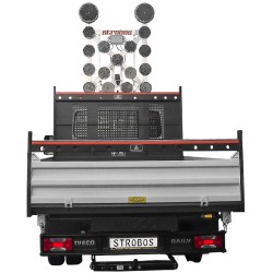 Panou rabatabil semnalizare LED lucrari - 15 lampi de 200 mm diametru si 2 lampi cu diametrul de 300 mm